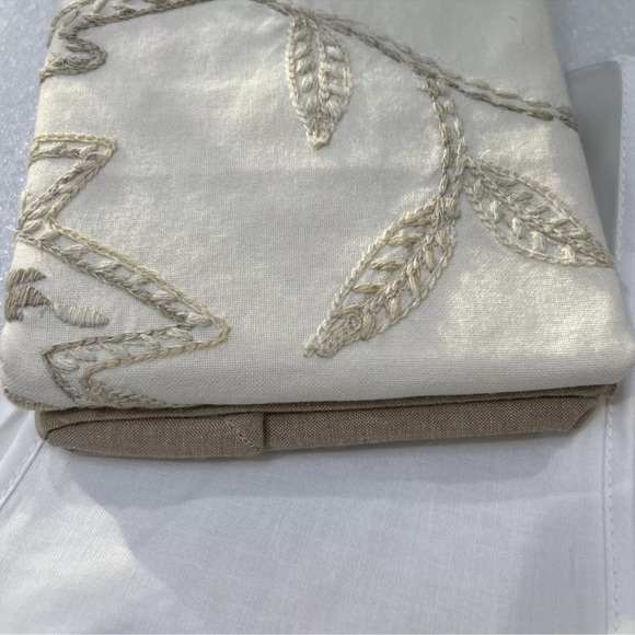 Crate & Barrel Grace Pattern Embroidery pillow sham-20x26 Standard, Bed, Beige - Picture 5 of 8